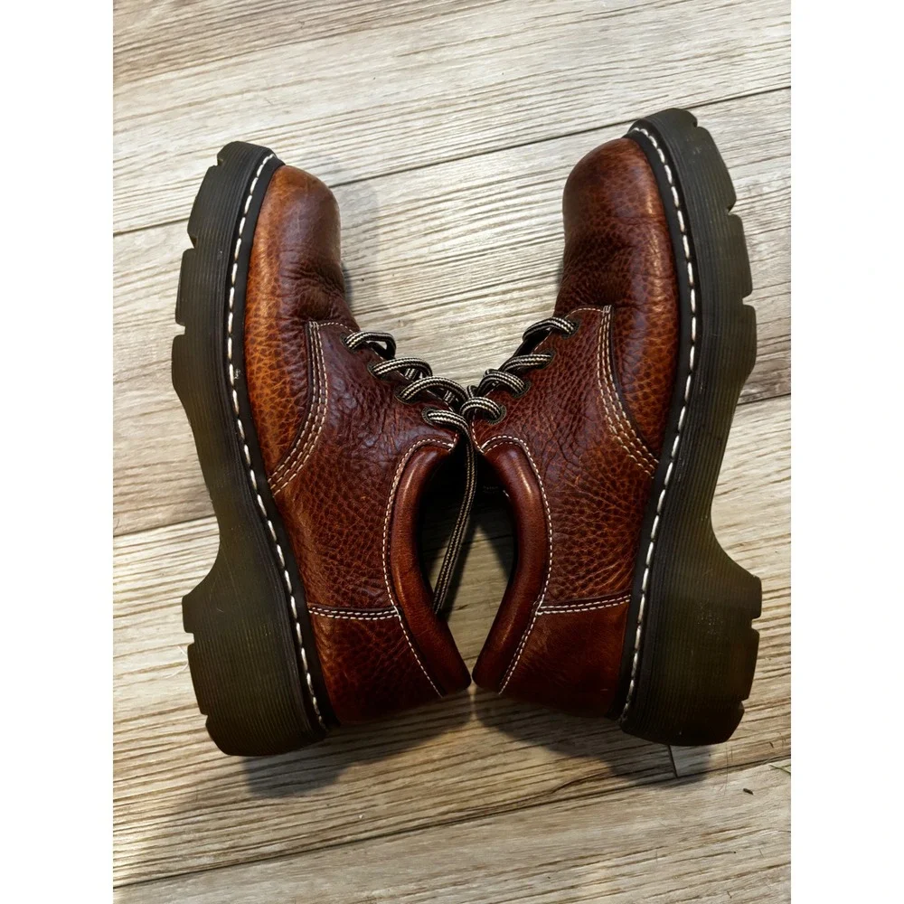 Dr. Martens 2B98 Brown Pebbled Leather Chunky Platform Oxfords Mens 9 Womens 10